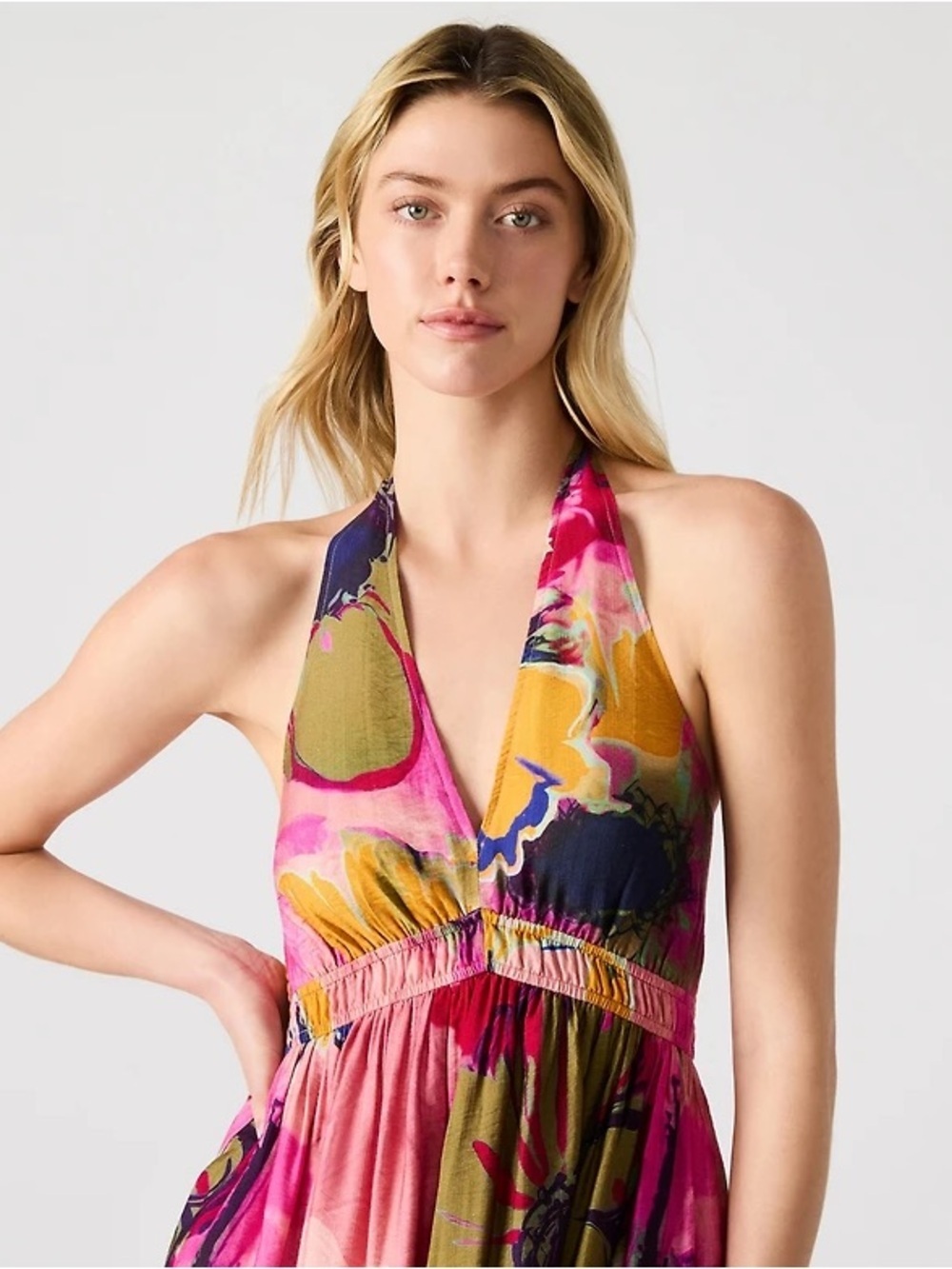 Steve Madden Women's Piper Printed Halter Sleeveless Midi Dress Size S NWT - Picture 2 of 8